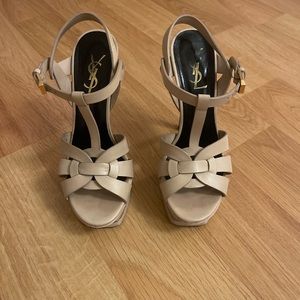 YSL Saint Laurent Pantent Leather T-Strap heels